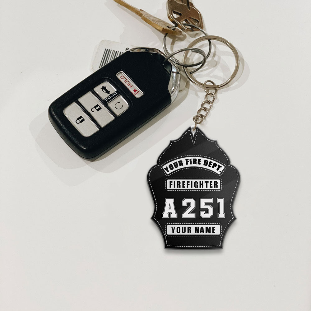 Firefighter Helmet Shield Customizable Keychain