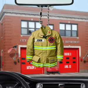 Firefighter Uniform - Personalized Flat Car Ornament