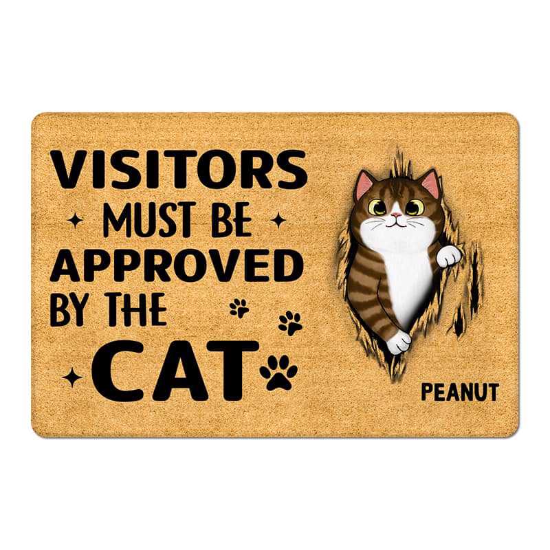 Personalized Fluffy Cats Tearing Visitors Must Be Approved Doormat