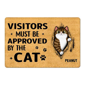 Personalized Fluffy Cats Tearing Visitors Must Be Approved Doormat