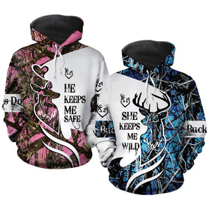 Personalized Hunting Couple Custom All Over Print Shirt Her Buck & His Doe