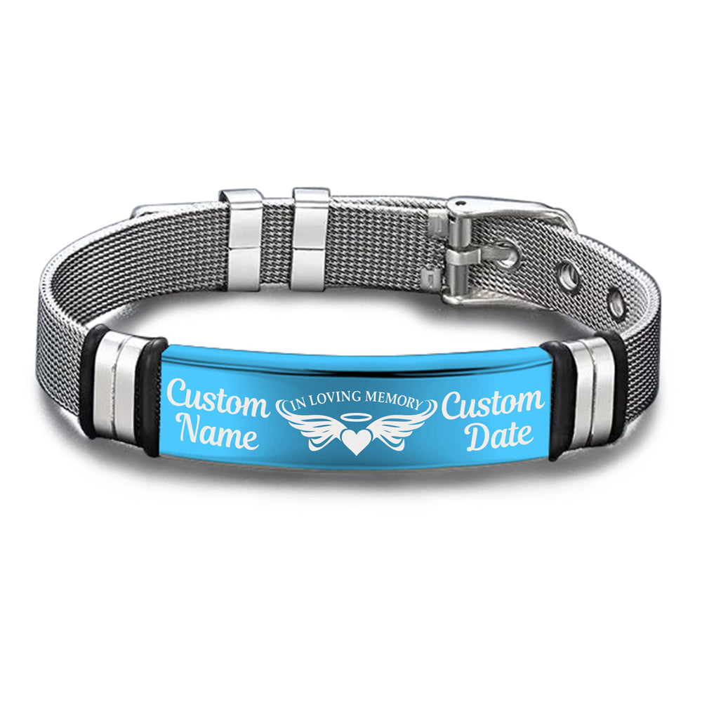 In Loving Memory - Memorial Gift For Family, Friend - Personalized Engraved Bracelet