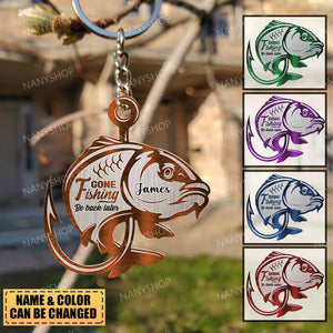 Personalized  Gone Fishing Custom Name Two Sides Keychain