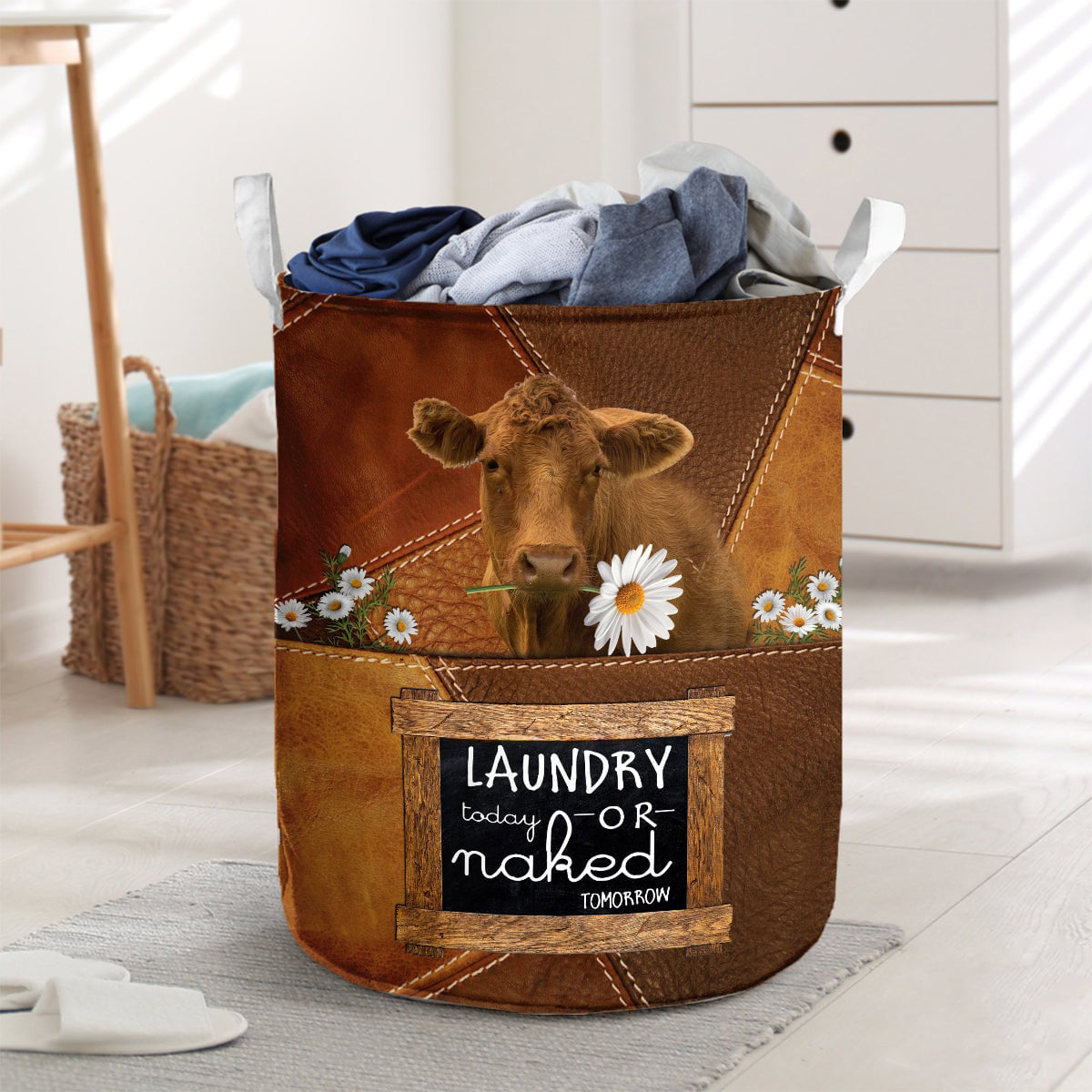 South devon cattle-laundry today or naked tomorrow laundry basket