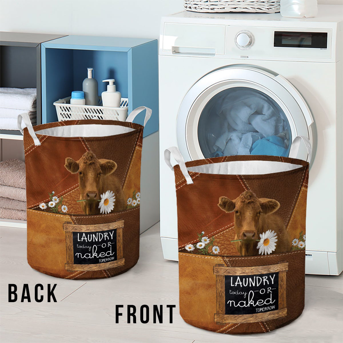 South devon cattle-laundry today or naked tomorrow laundry basket