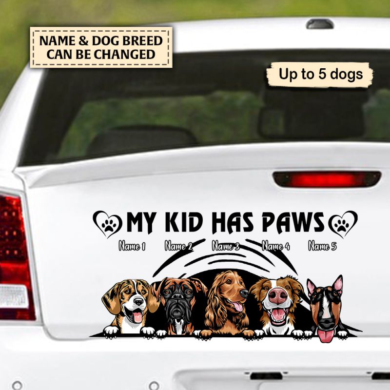 My Kids Have Paws Personalized Dog Decal