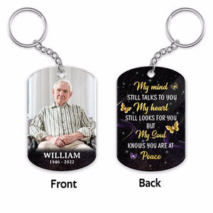 My Mind Still Talks To You Butterfly Memorial Personalized Stainless Steel Keychain