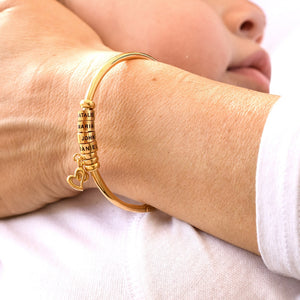 Mother's Day Gift Open Bangle Bracelet with Custom Beads