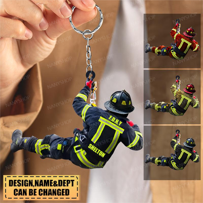Personalized Firefighter Christmas-Two Sided Keychain