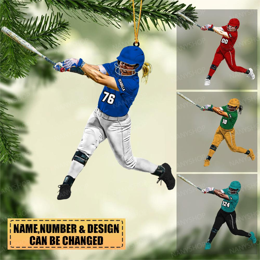 Personalized Baseball Hitter-Two Sided Ornament