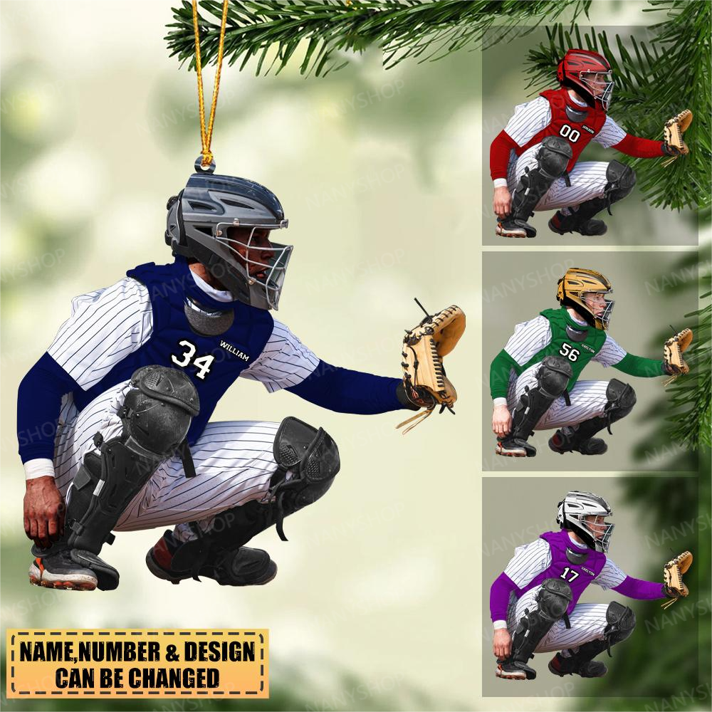 Personalized Baseball players-Catcher-Two Sided Ornament