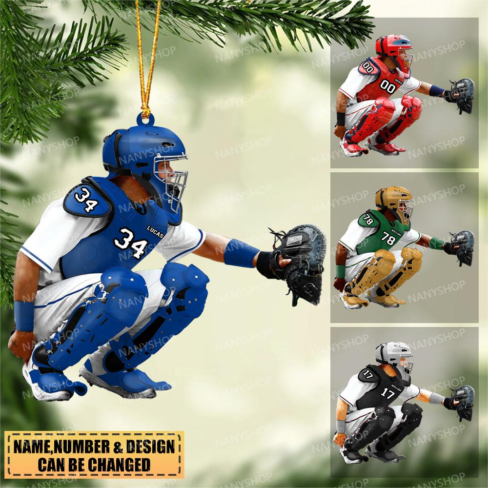 Personalized Baseball players Christmas-Two Sided Ornament