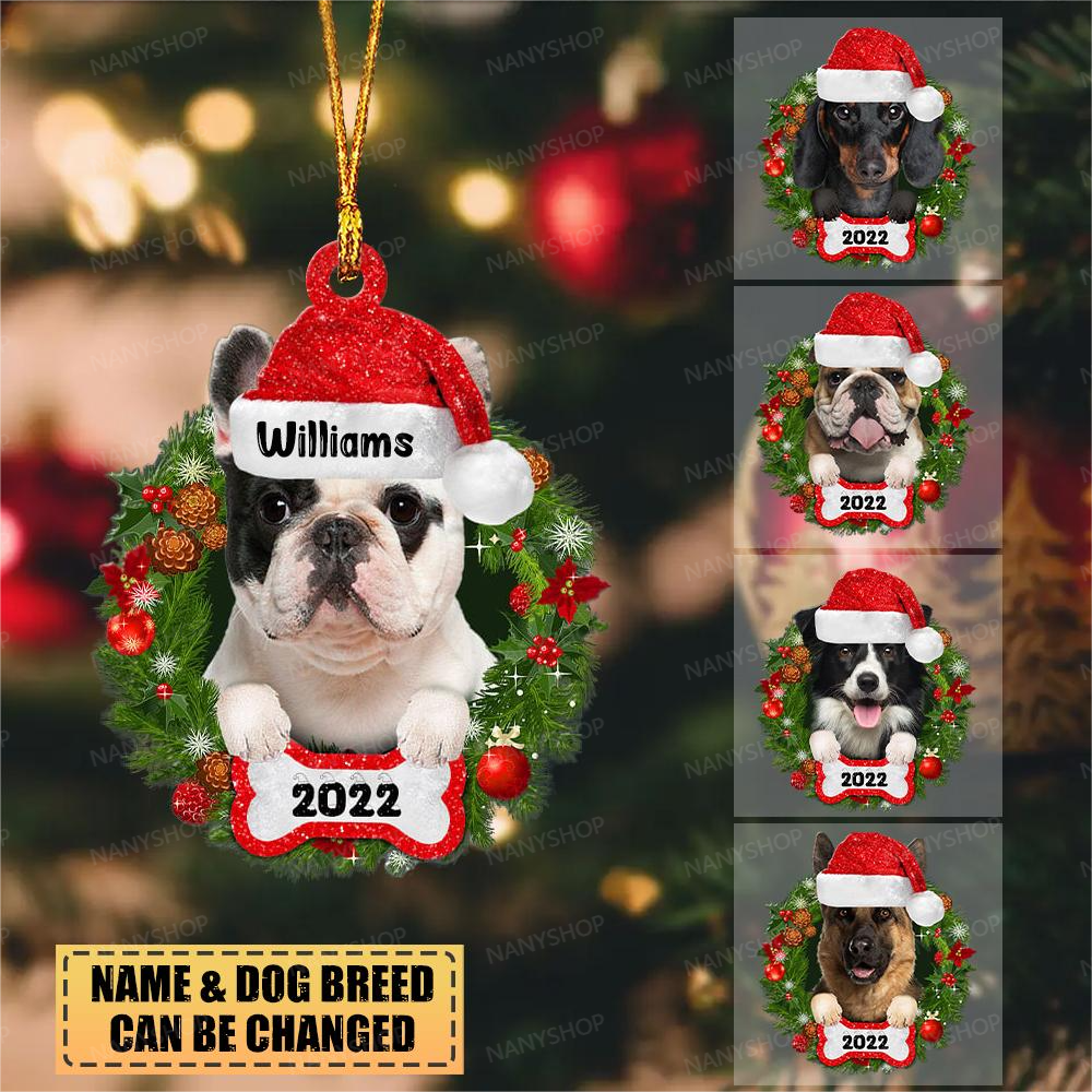 Personalized Garland dog Christmas-Two Sided Ornament