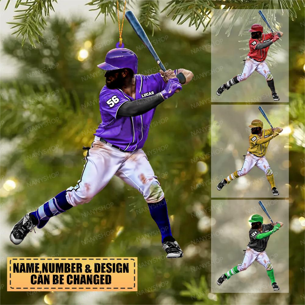 Personalized Baseball Player Christmas-Two Sided Ornament