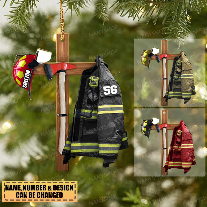 Personalized Firefighter Cross Ornament Firefighter Armor-Two Sided Ornament