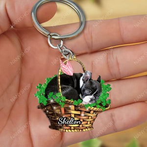 Personalized Dog Sleeping Lucky Fairy-Two Sided Keychain