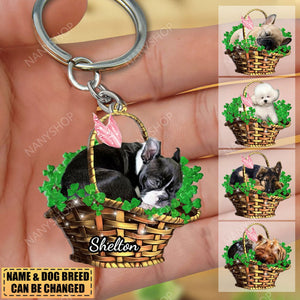 Personalized Dog Sleeping Lucky Fairy-Two Sided Keychain