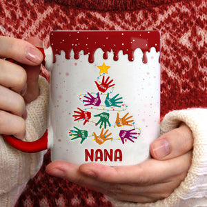 Grandma Nana Mom Handprint Christmas Tree Personalized Mug