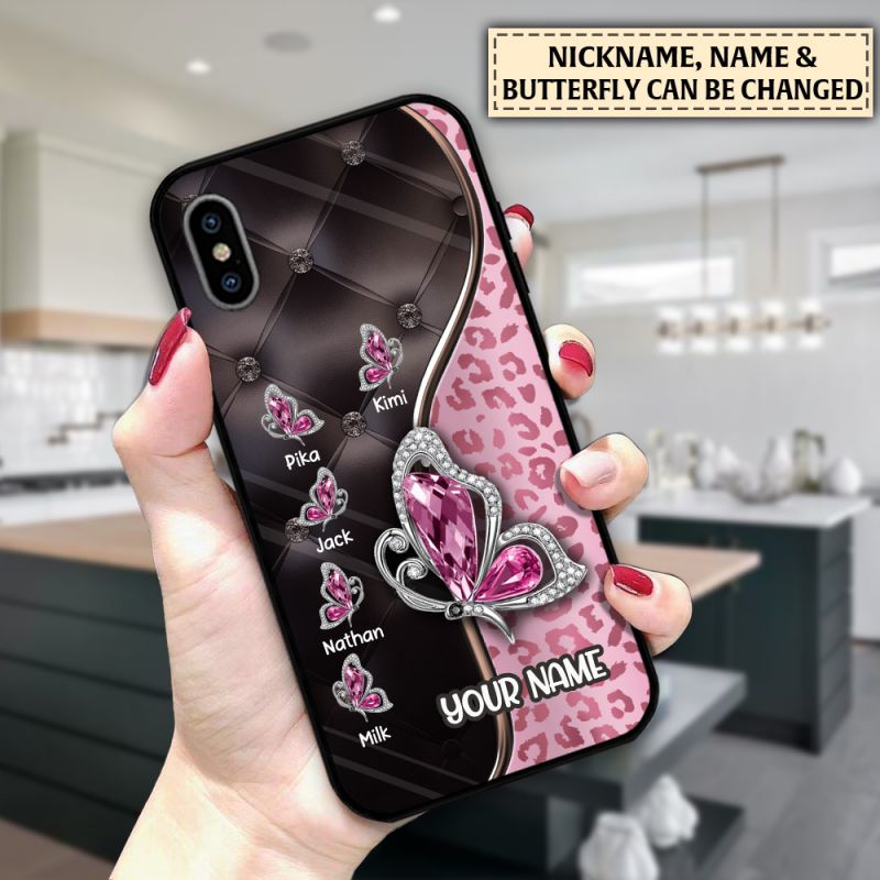 Personalized Grandma Mom Butterfly with Grandkids Phone Case