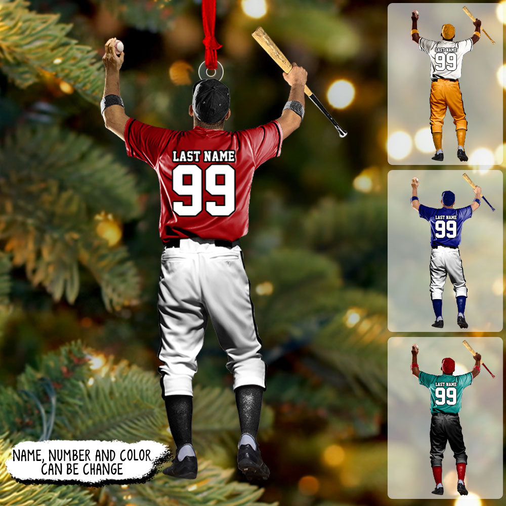 Personalized Baseball Player Ornament For Baseball Player Baseball Mom Dad Grandma Family Xmas Gift For Son Grandson