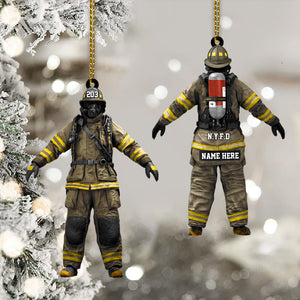 Personalized Firefighter Ornament Shaped Ornament for Firefighter Family Proud Fireman Christmas Gift