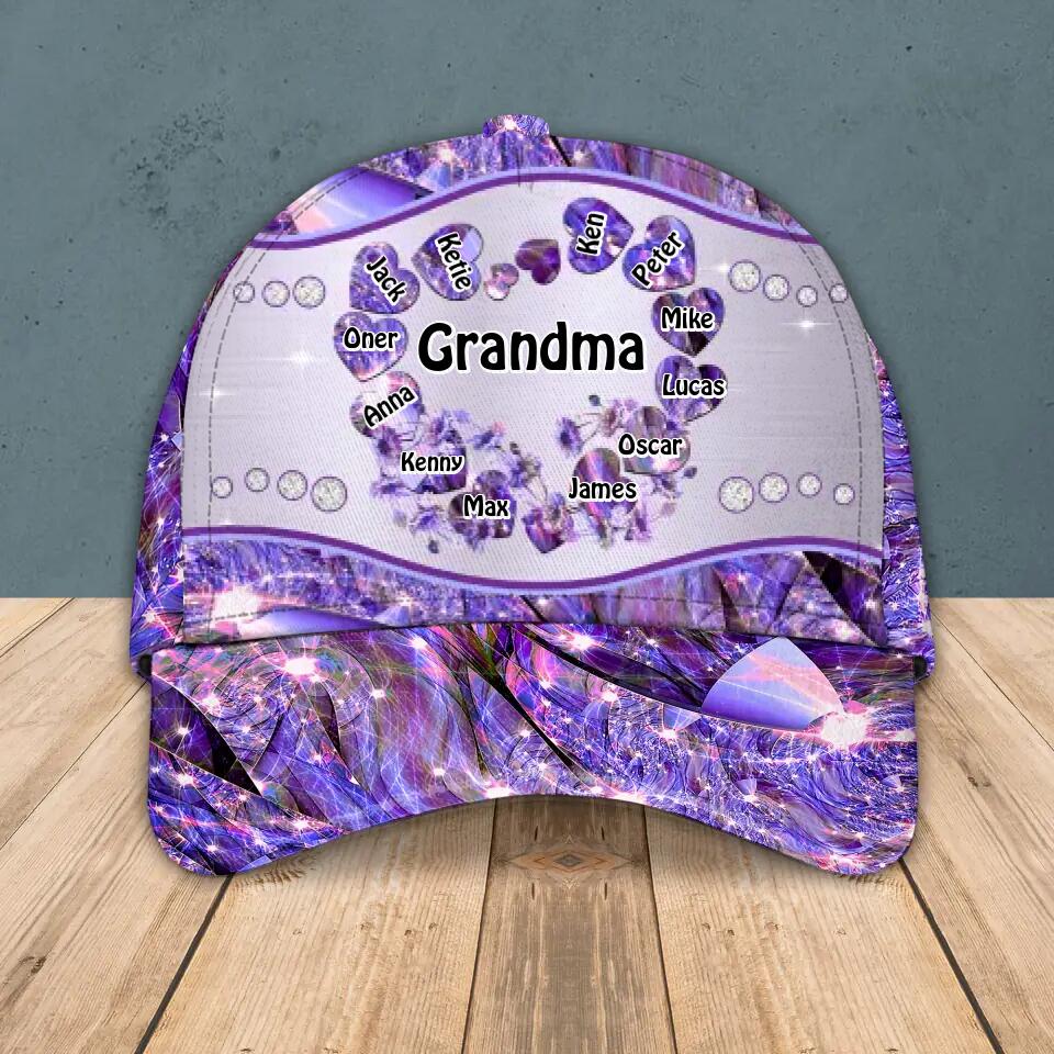 Personalized Grandma Kid Colorful Sparkling 3D Cap