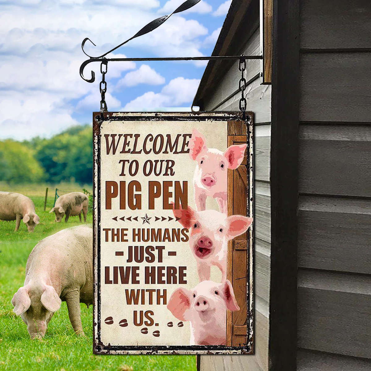 PIG LOVERS WELCOME TO OUR FARM METAL SIGN
