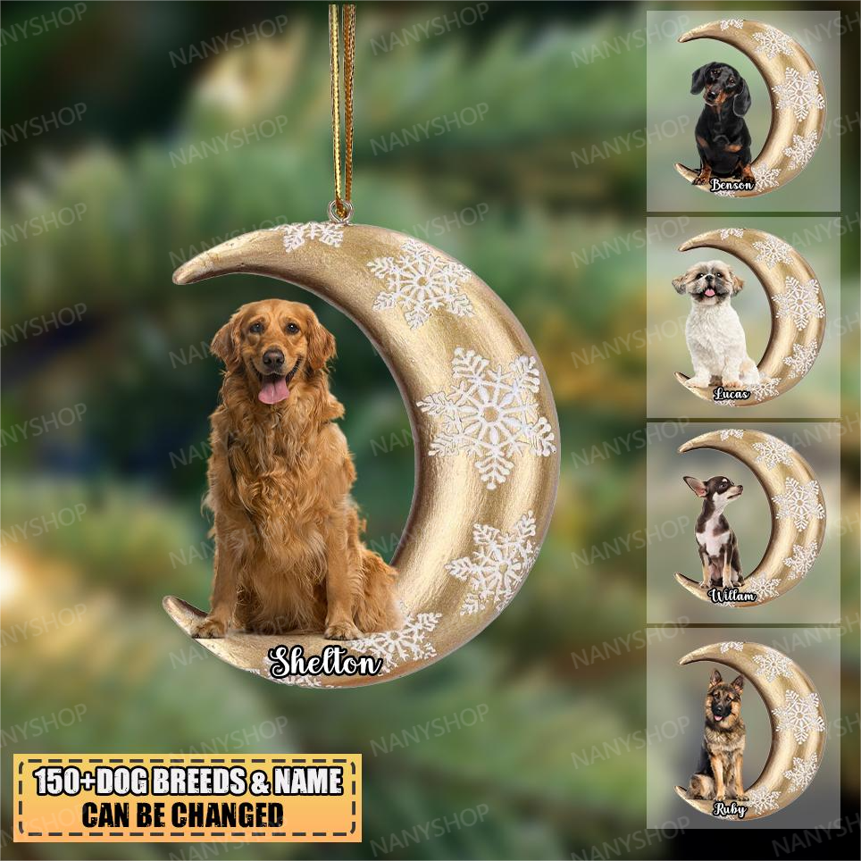 Personalized Moon Dog Hanging Ornament