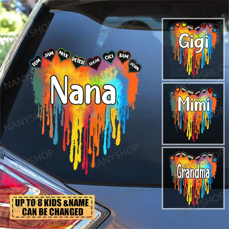 Personalized NANA Heart Rainbow Decal