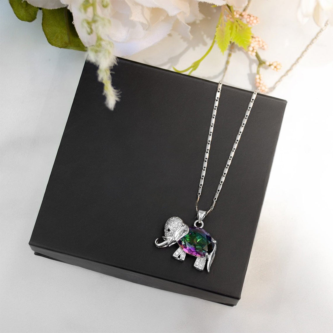 Elephant Silver Galaxy  Necklace