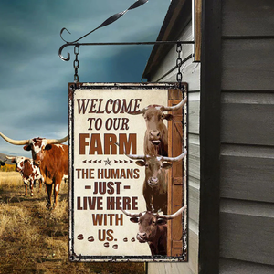 TX LONGHORN CATTLE LOVERS WELCOME TO OUR FARM METAL SIGN
