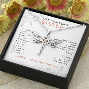 To My Sister-Dragonfly Necklace