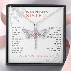 To My Sister-Dragonfly Necklace