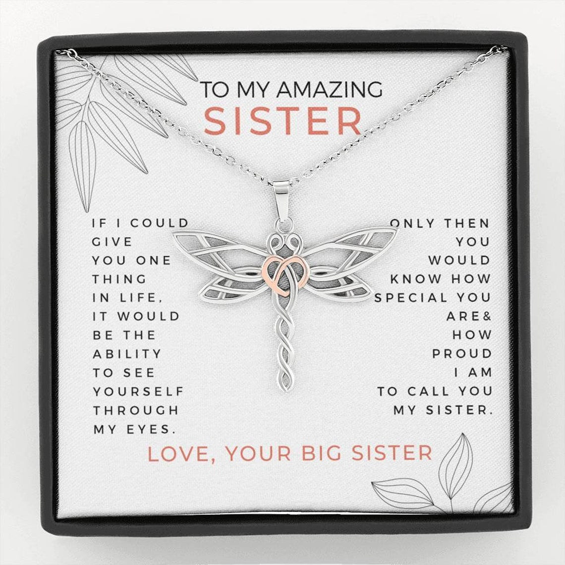 To My Sister-Dragonfly Necklace