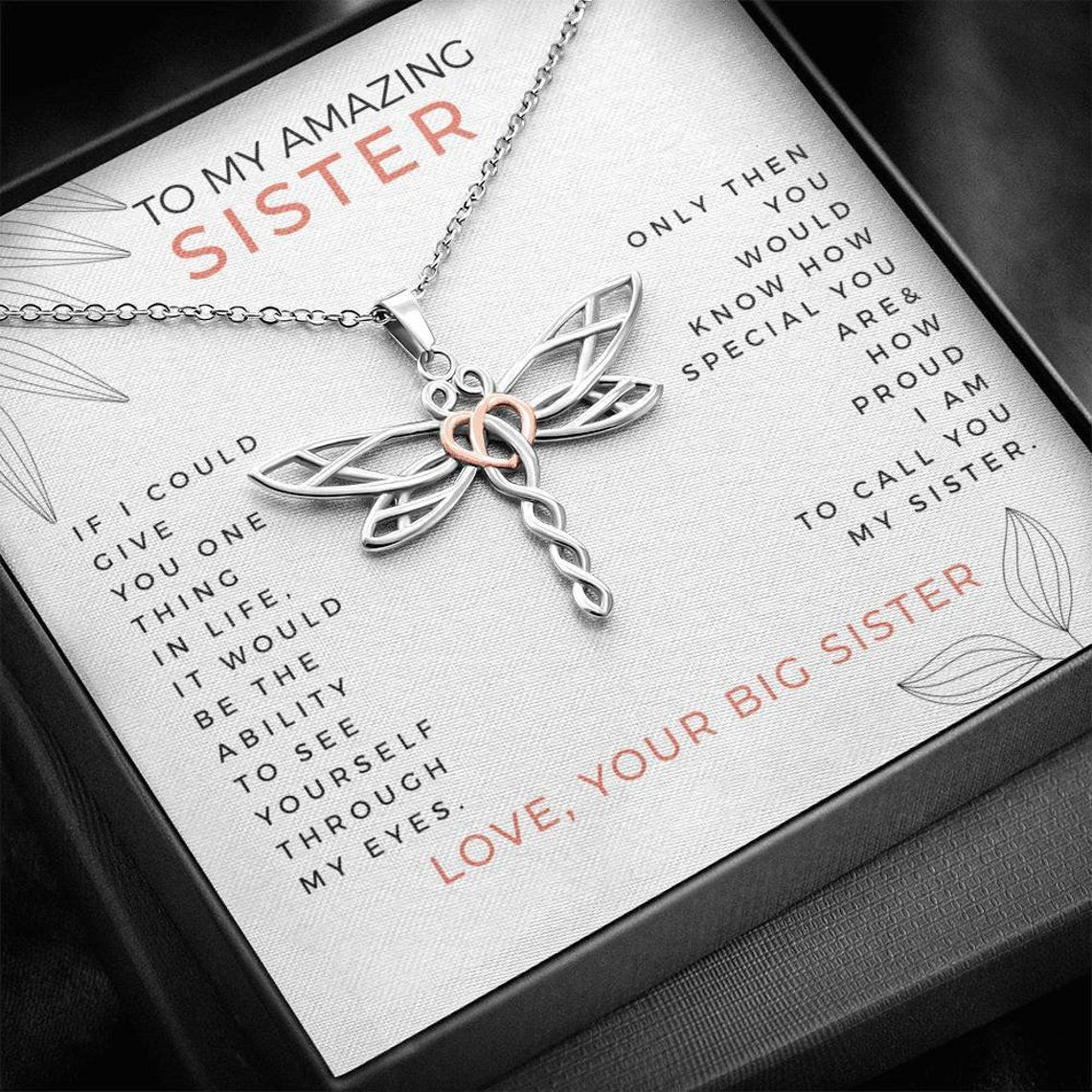 To My Sister-Dragonfly Necklace