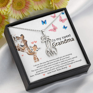 To My Grandma-Gift for First Time Grandma Giraffe Necklace