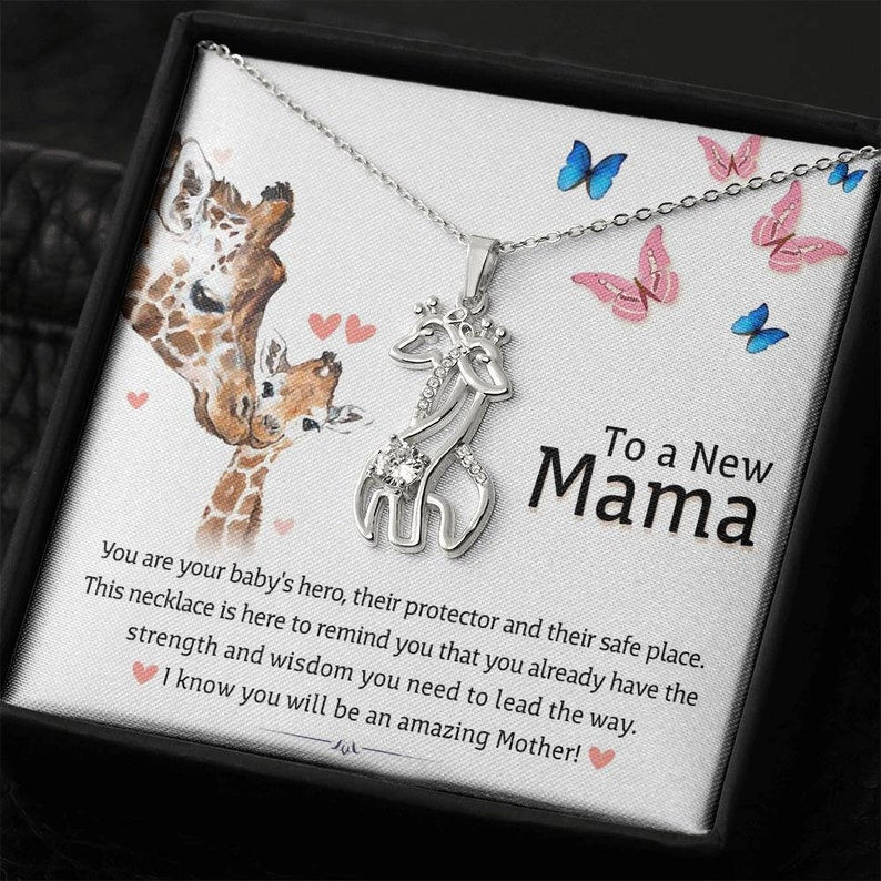 To New Mama-You Are Your Baby's Hero Giraffe Necklace