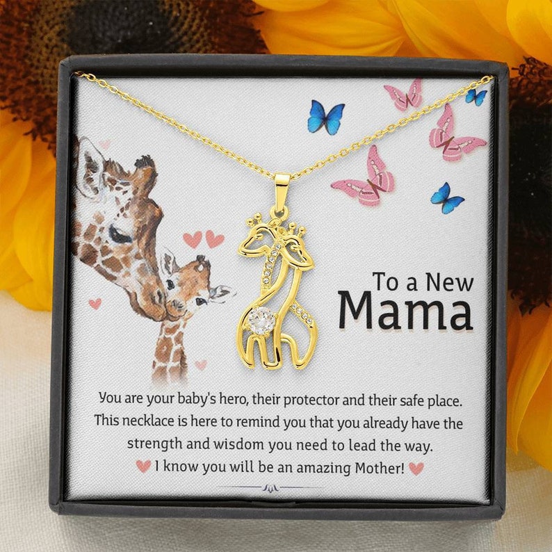 To New Mama-You Are Your Baby's Hero Giraffe Necklace