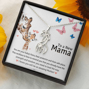 To New Mama-You Are Your Baby's Hero Giraffe Necklace