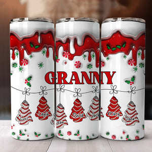 Christmas Tree Cakes Personalized Skinny Tumbler Gift For Grandma Mom
