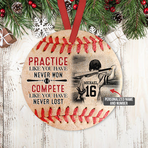 Win Or Lose Baseball Boy Personalized Circle Ornament