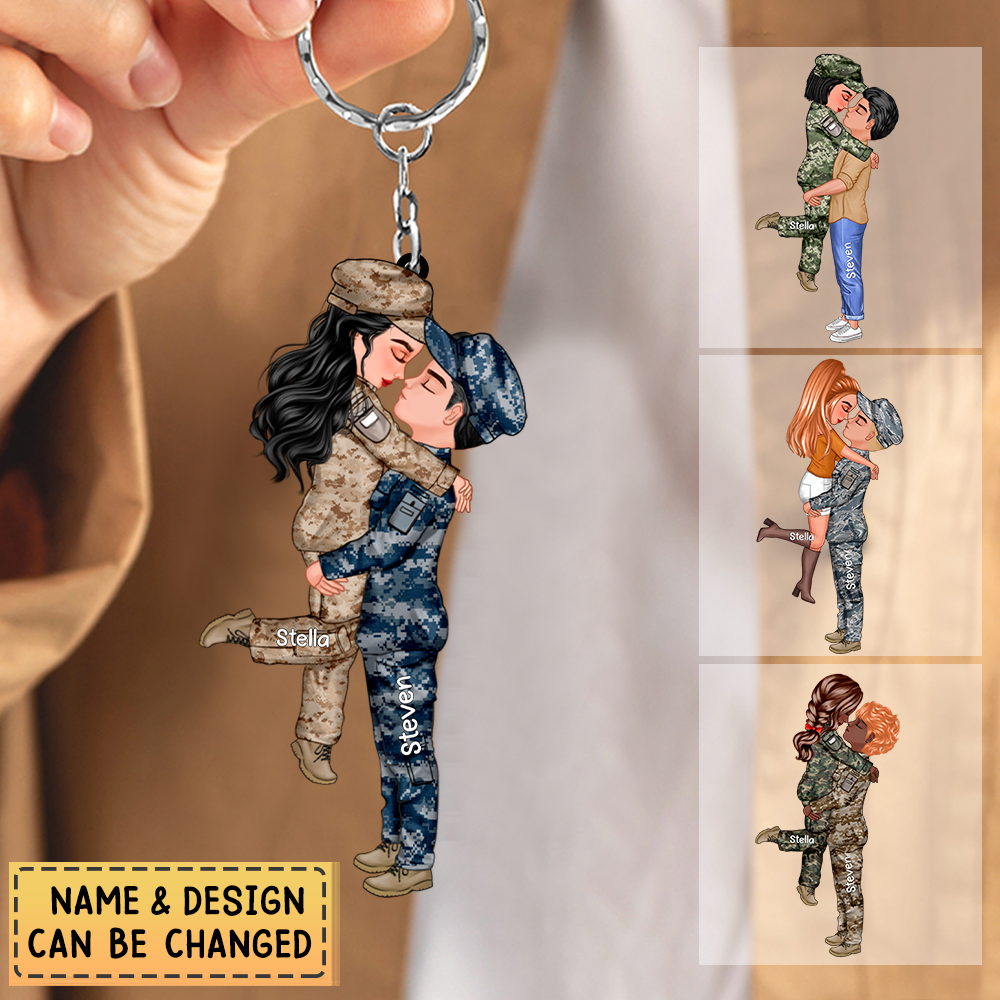 Personalized Couple Military Acrylic Keychain