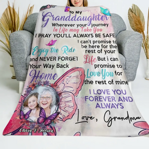 Personalized Upload Photo To My Granddaughter Love You Forever Blanket