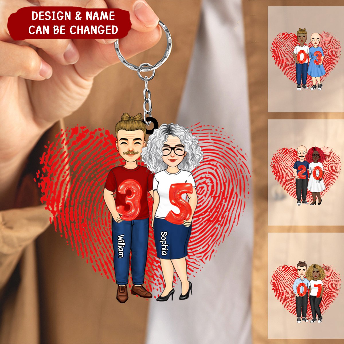 Couple Holding Balloons Anniversary Gift Personalized Acrylic Keychain