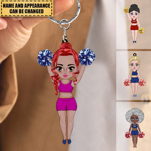 Personalized doll cheerleaders Acrylic Keychain For cheerleaders