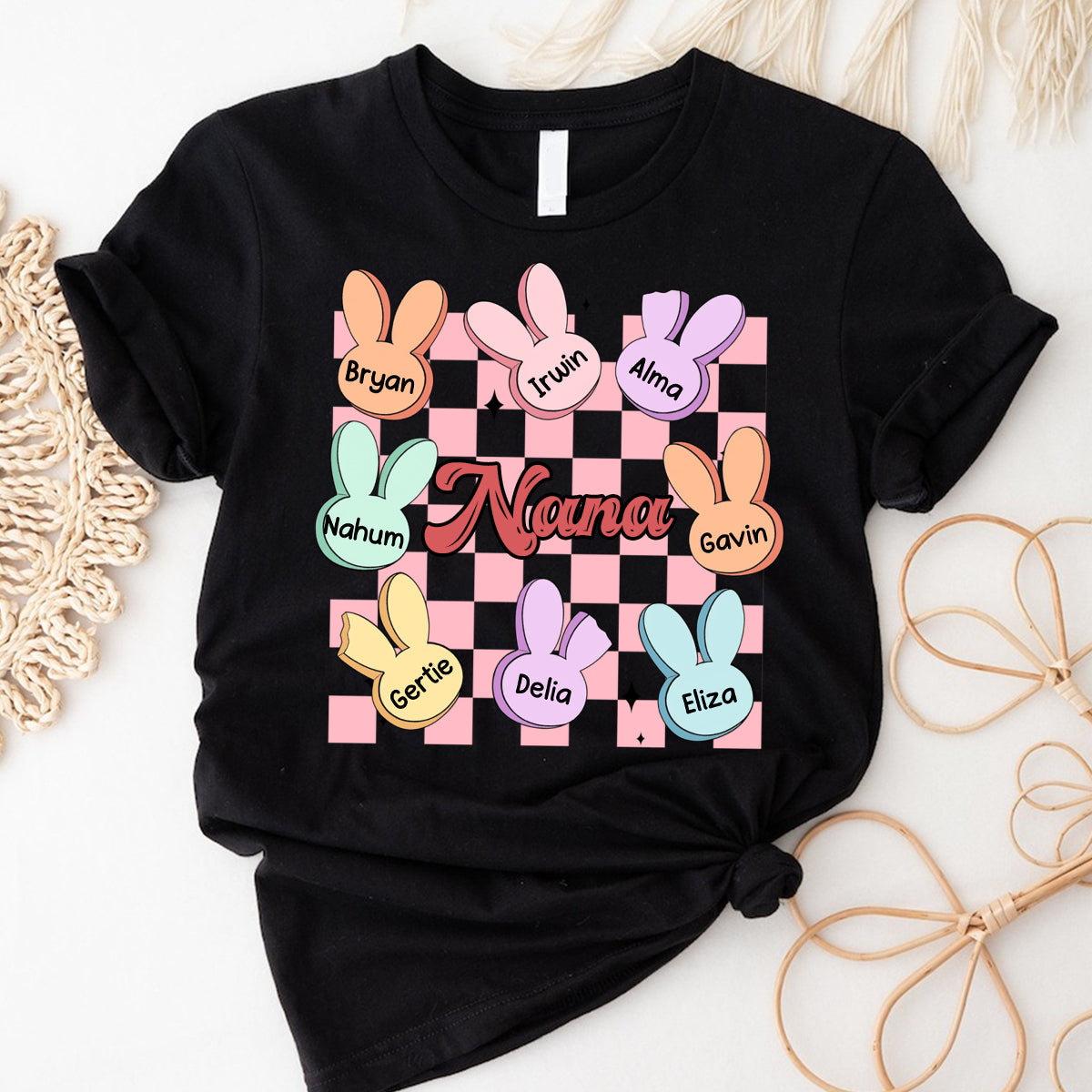 Personalized Cute Easter Bunny Candy Pure Cotton T-shirt