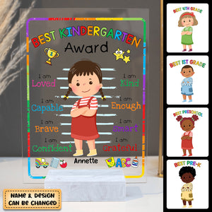 Personalized Gift For Kid Kindergarten Award Acrylic Plaque