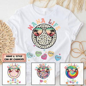 Personalized Grandma Life Beach Summer Smiley Face Vacation T-Shirt