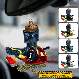 Personalized Firefighter Helmet & Boots Ornament