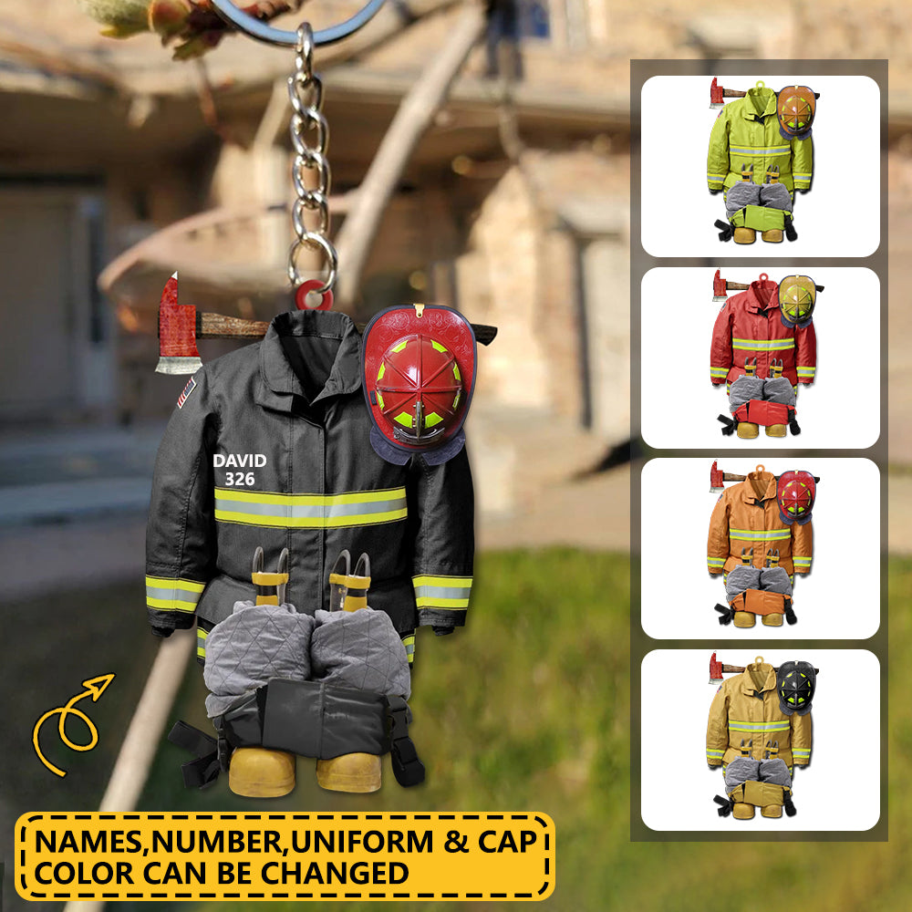 Personalized Firefighter Uniform Keychain-Once A Firefighter/Always A Firefighter